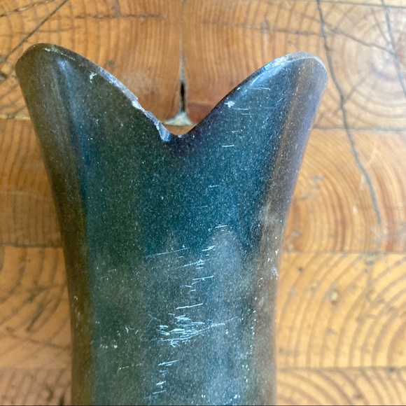 Vintage Black Carved Stone Vase India - Picture 6 of 10